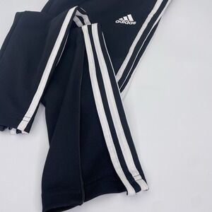 Adidas Pants Womens XS (26") Black/3-Stripe ClimaCool Athletic Zip Ankle Casual